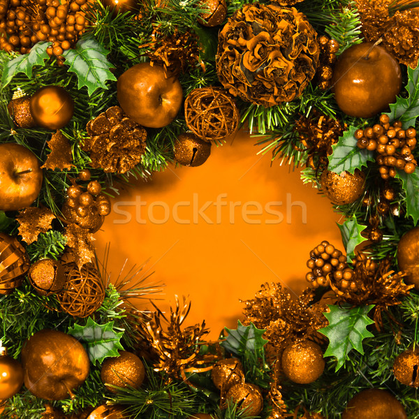 Holiday Gold Wreath Stock photo © LynneAlbright
