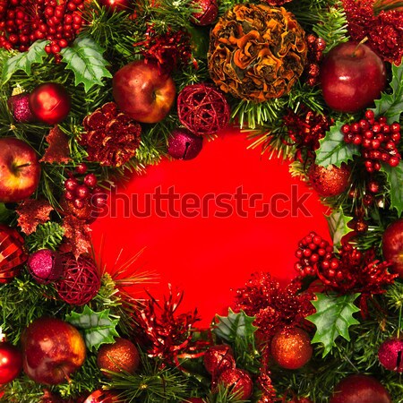 Christmas Red and Green Wreath Stock photo © LynneAlbright