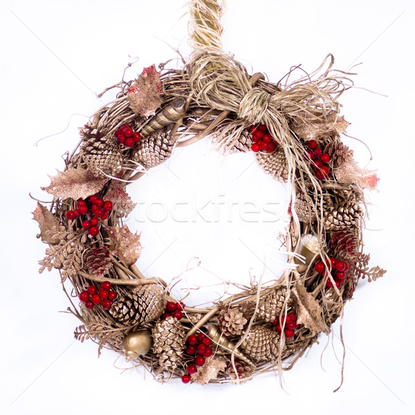 Holiday Twig Wreath with Raffia Stock photo © LynneAlbright