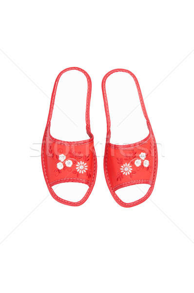 Comfortable leather slippers on a white. Stock photo © lypnyk2