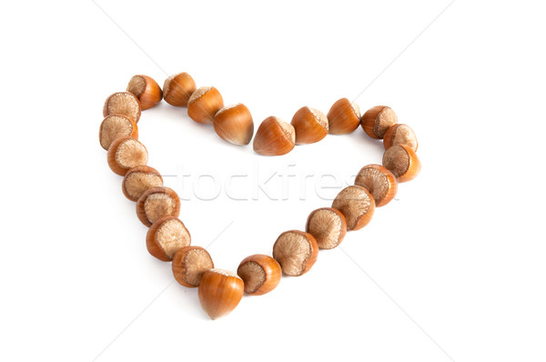 Noix comme coeur isolé blanche alimentaire [[stock_photo]] © lypnyk2