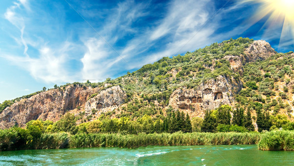 Lykian rock tombs. Dalyan,Turkey. Stock photo © lypnyk2