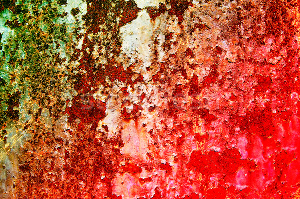 Oxidized  metal sheet covered with old paint. Stock photo © lypnyk2