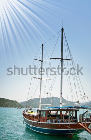 Nice yachts on an anchor in harbor. Bodrum. Turkey.  Stock photo © lypnyk2