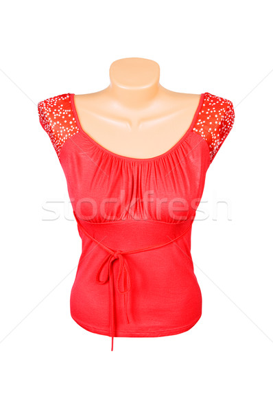 Foto stock: Elegante · blusa · branco · vermelho · isolado · tecido