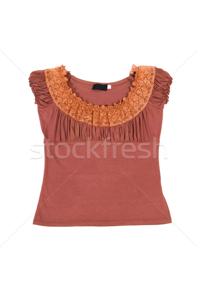 Bluzka biały zdumiewający brązowy odizolowany moda Zdjęcia stock © lypnyk2