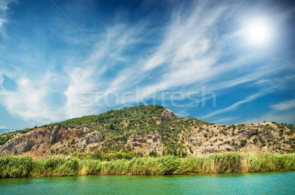 Cementerio montanas turco vista agua sol Foto stock © lypnyk2
