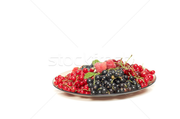 Tasty berries at the brown plate. Stock photo © lypnyk2