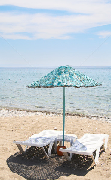 Sonnenschirm Strand Resort Himmel Meer Schönheit Stock foto © lypnyk2