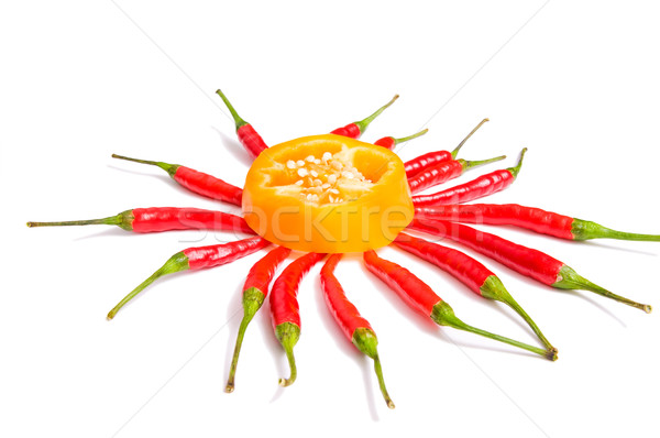 Stockfoto: Een · half · verscheidene · geheel · paprika · witte