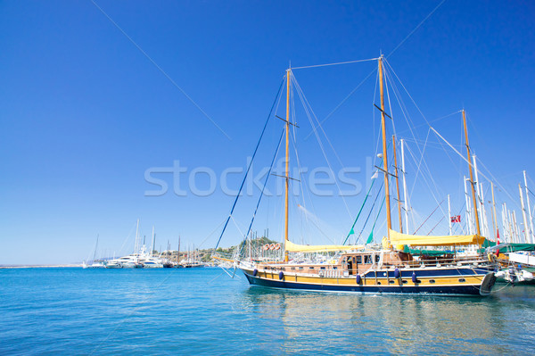 Splendid yachts at coast Aegean sea. Stock photo © lypnyk2