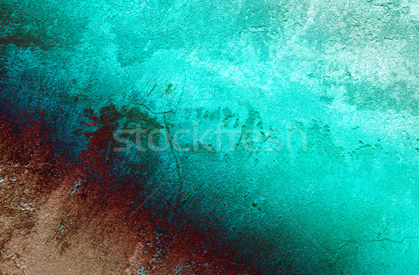 Stock photo: Cracked turquoise wall background.