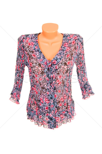 Foto stock: Elegante · blusa · branco · moderno · isolado · flores