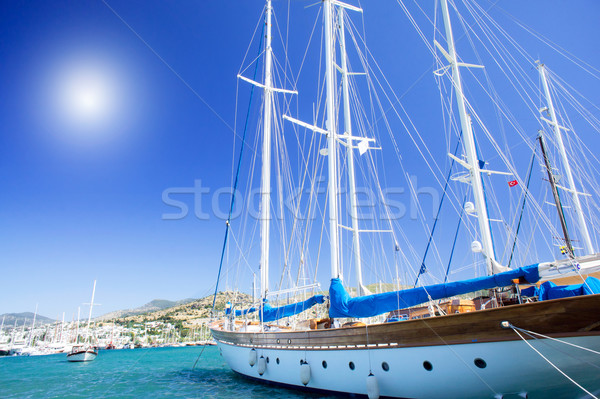 Wonderful yacht in blue bay near Bodrum town.  Stock photo © lypnyk2