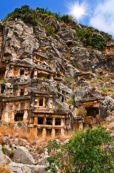 Tombs high in the  mountains and blue sky. Stock photo © lypnyk2