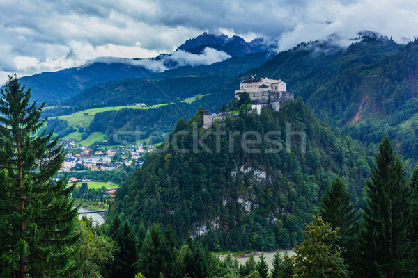 Castelo nebuloso montanha alpes verão verde Foto stock © macsim