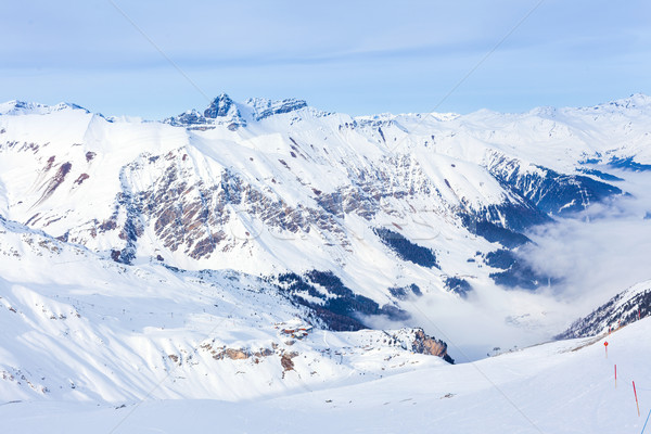 Stock fotó: Síel · üdülőhely · Ausztria · alpesi · út · tájkép