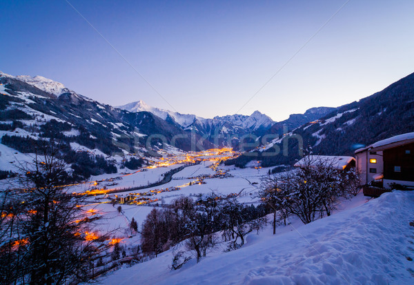 Stock photo: Ski resort at night