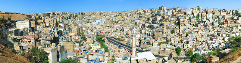 全景 約旦 城市 房子 岩 白 商業照片 © macsim
