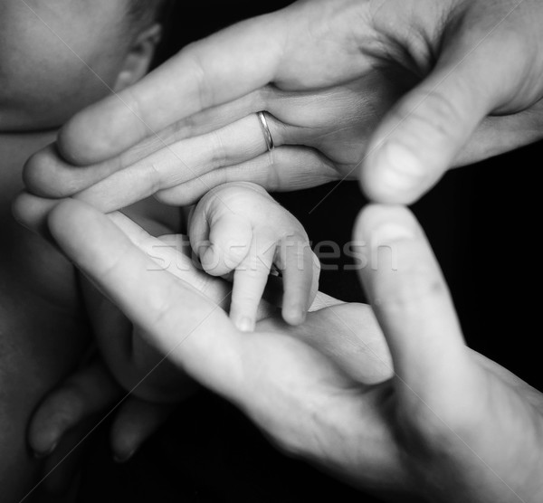 Hand Erwachsenen halten wenig Familie Mädchen Stock foto © macsim