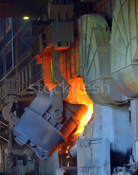 hot molten steel in a iron and steel plant Stock photo © mady70