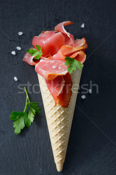 Raw Bacon in ice cream cone Stock photo © mady70