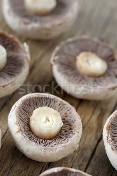 Champignon ciuperci masa de lemn alimente culoare Imagine de stoc © mady70