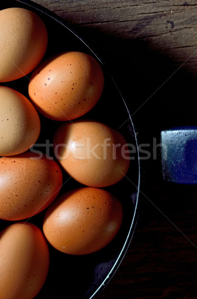 Inteiro ovos marrom ovo panela frito Foto stock © mady70