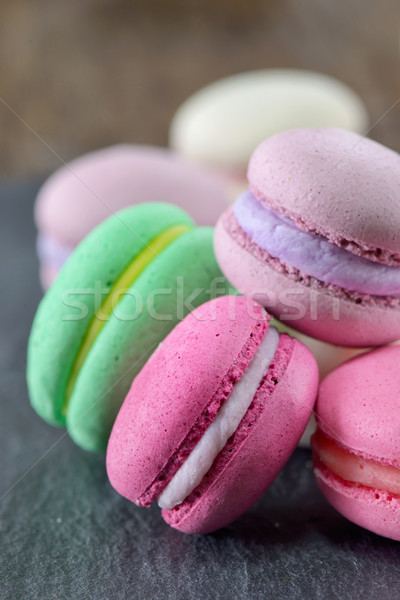 Colorful macaroons on ardesia Stock photo © mady70