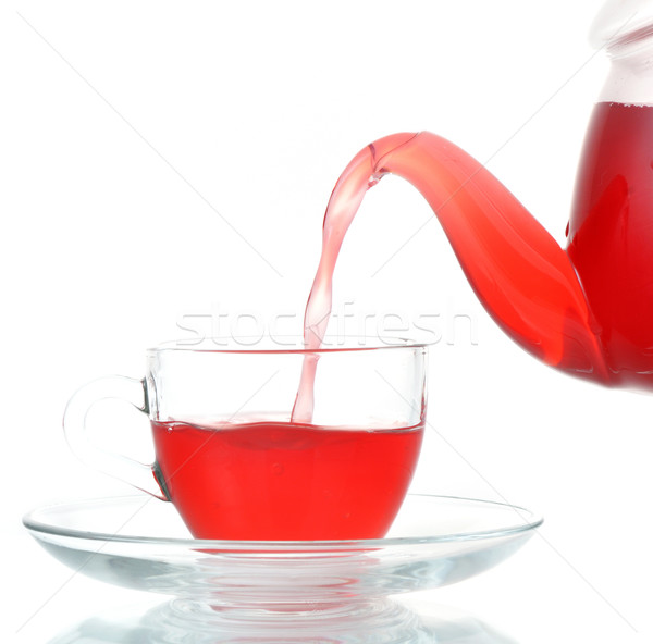 Tea being poured into glass tea cup isolated Stock photo © mady70