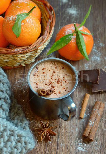 Warme chocolademelk winter tijd voedsel licht chocolade Stockfoto © mady70