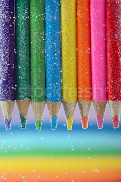 Kleurrijk potloden water bubbels student Stockfoto © mady70