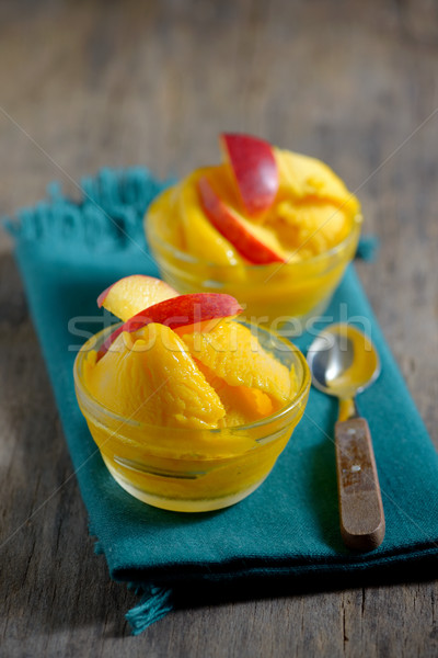 Mango sorbet oude tabel hout voedsel Stockfoto © mady70