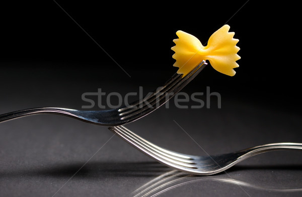 Stock photo: Pasta farfalle on a fork