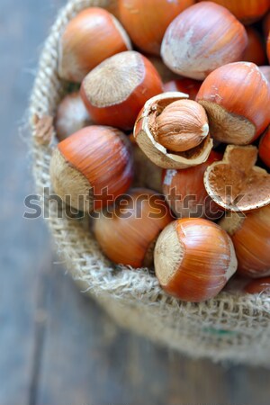 Foto stock: Arpillera · bolsa · frescos · hoja · fondo