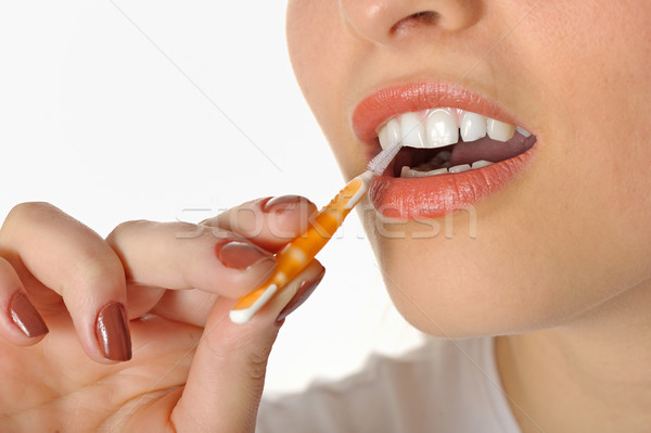 Nina salud dentista limpieza blanco limpio Foto stock © mady70