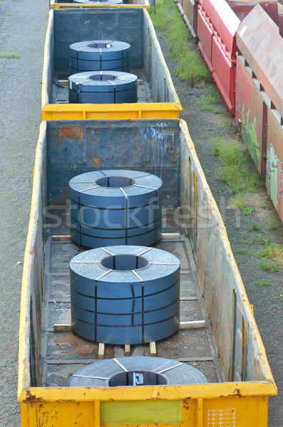 Cargo train platform with role steel Stock photo © mady70
