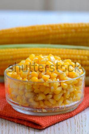 Yellow steamed corn in a bowl Stock photo © mady70