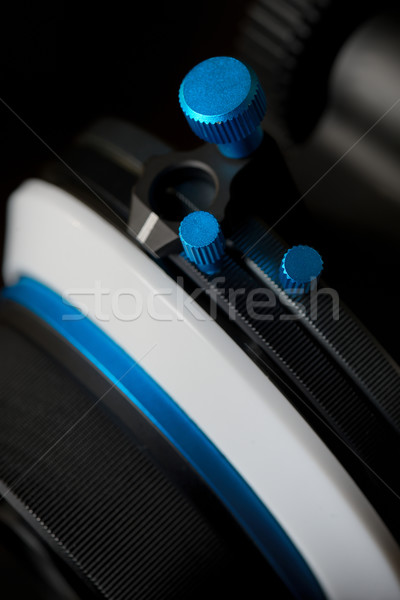 Dslr concentra profesional albastru negru bloca Imagine de stoc © mady70