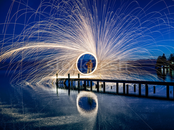 Lago Germania anello fuoco acqua dance Foto d'archivio © magann