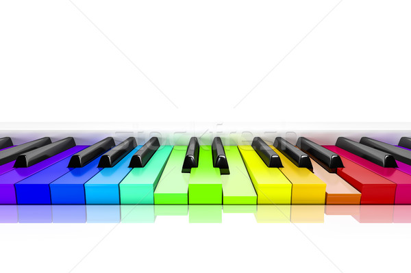 Foto stock: Piano · arco-íris · teclas · 3D