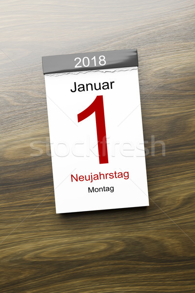 a calendar the 1st of January new year day text in german langua Stock photo © magann