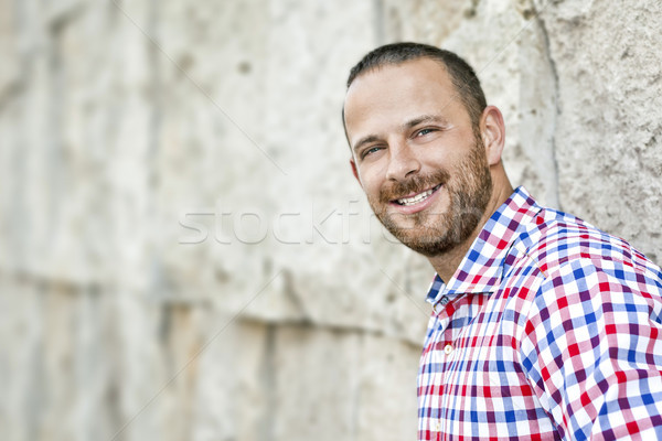 [[stock_photo]]: Homme · barbe · image · bel · homme · sourire · visage