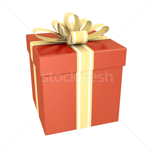 Piros ajándék doboz izolált fehér kép szép Stock fotó © magann