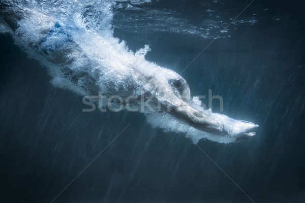 Plongée image homme noir piscine sport [[stock_photo]] © magann