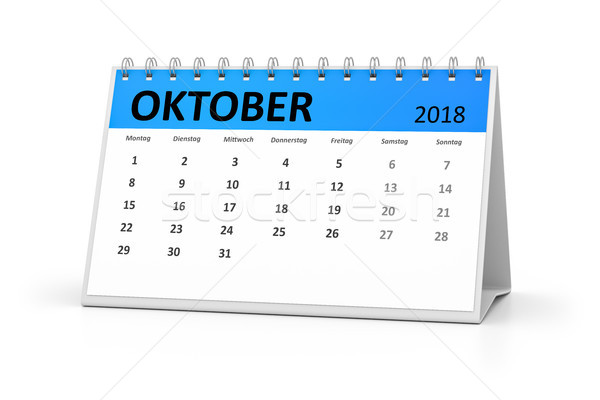 Stock photo: german language table calendar 2018 october