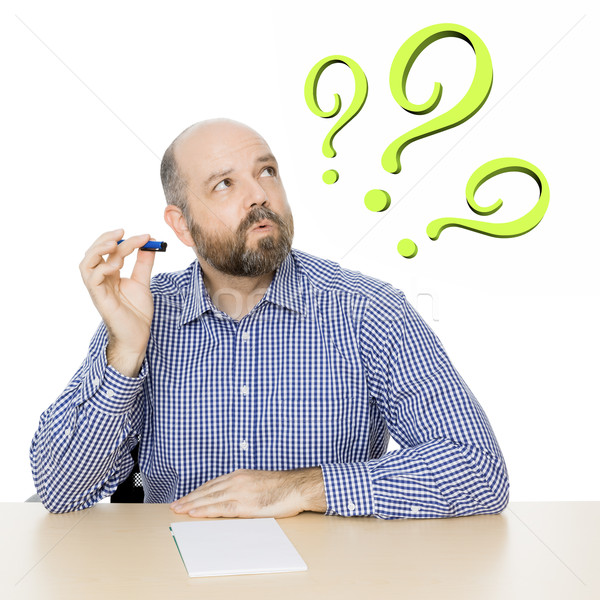 Homem ponto de interrogação imagem homem bonito verde pontos de interrogação Foto stock © magann