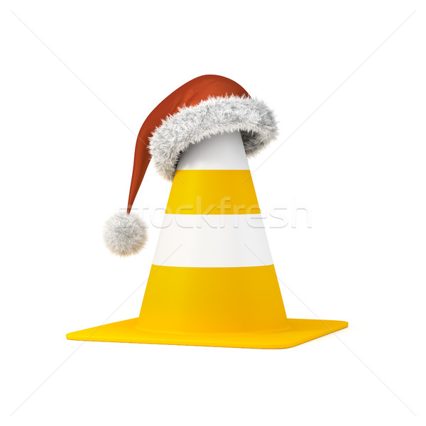 traffic cone the a christmas hat Stock photo © magann