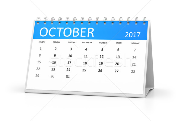 blue table calendar 2017 october Stock photo © magann