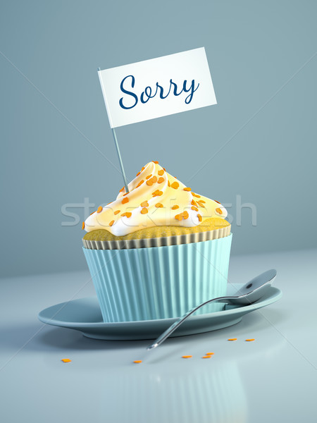 Stock photo: cupcake with flag sorry